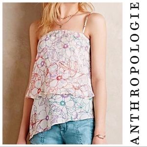 Anthropologie MAEVE Daisy Garden Tank Silk Size S